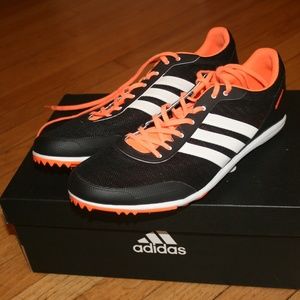 Adidas Track Shoes Sz 10 Stud Studded Orange Black